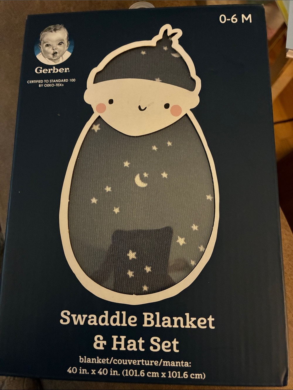 Gerber Navy Star & Moon Swaddle Set with Hat